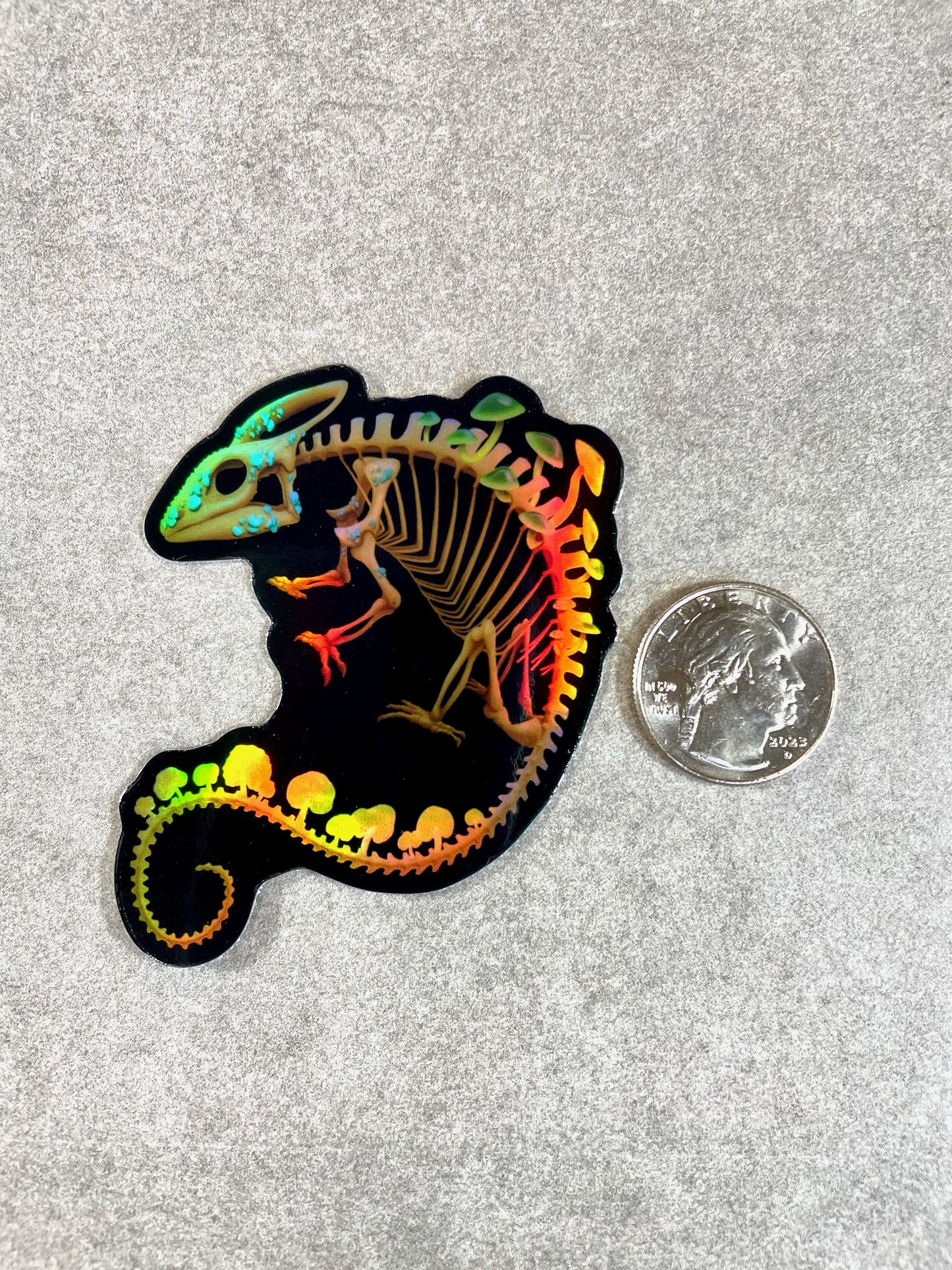 Fungal Chameleon Skeleton - Holographic Sticker