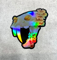 Fungal Sabertooth Skull - Holographic Sticker