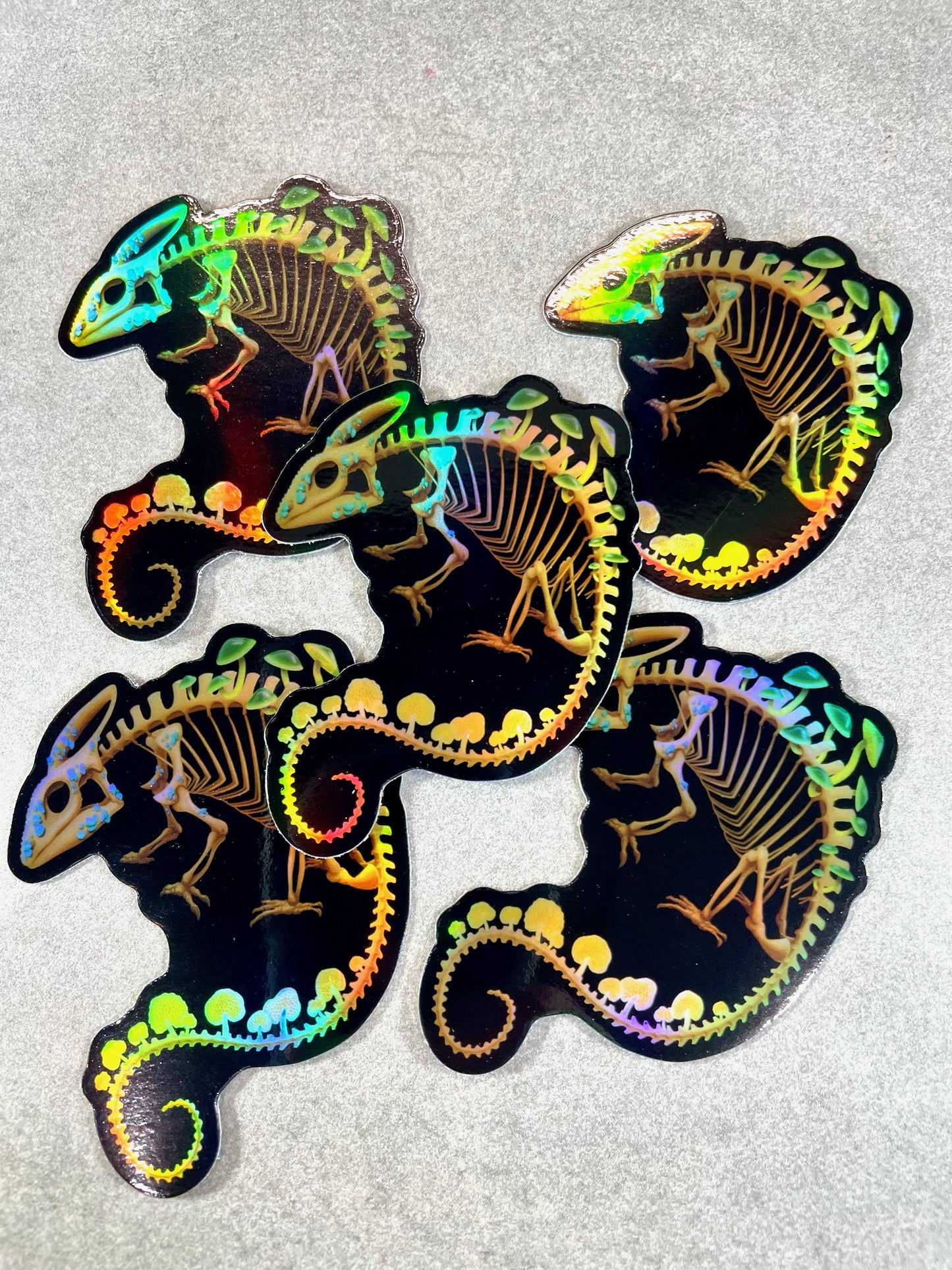 Fungal Chameleon Skeleton - Holographic Sticker