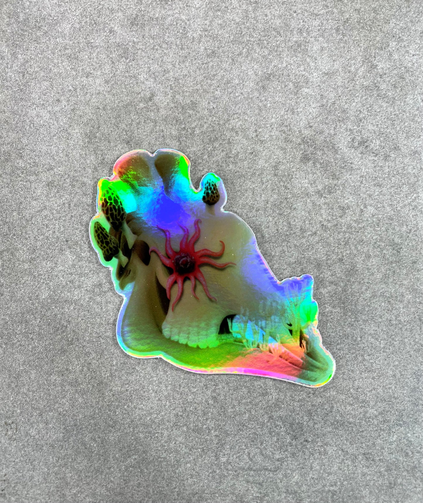 Fungal Giraffe Skull - Holographic Sticker