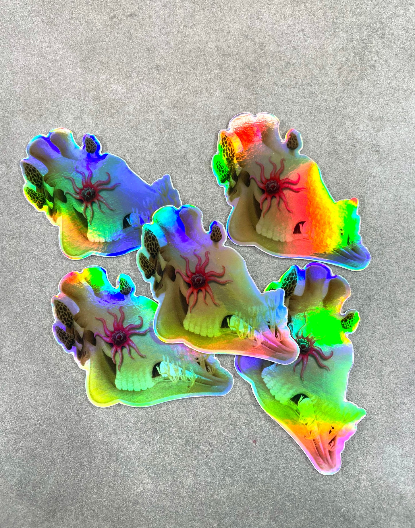 Fungal Giraffe Skull - Holographic Sticker