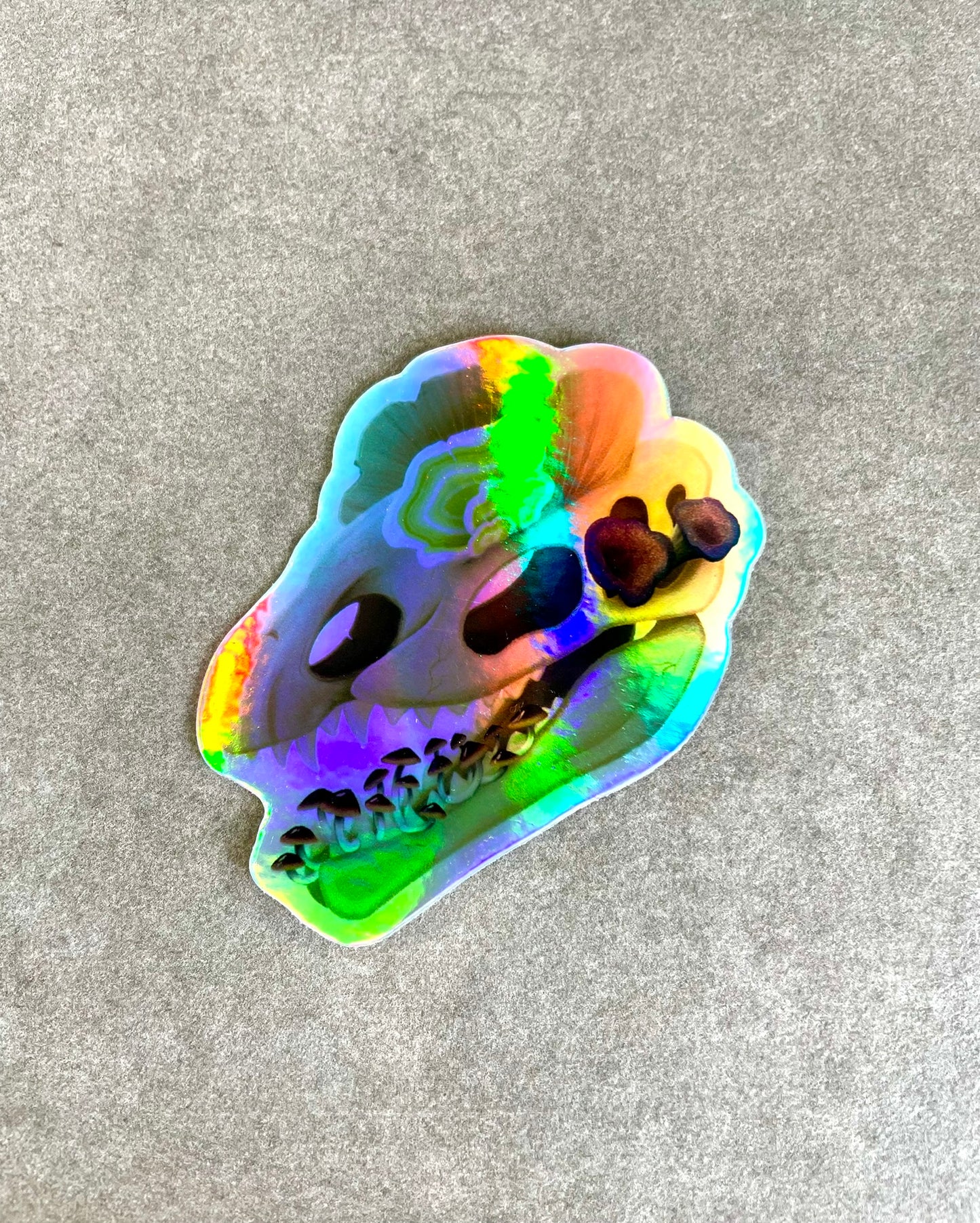 Fungal Dilophosaurus Skull - Holographic Sticker