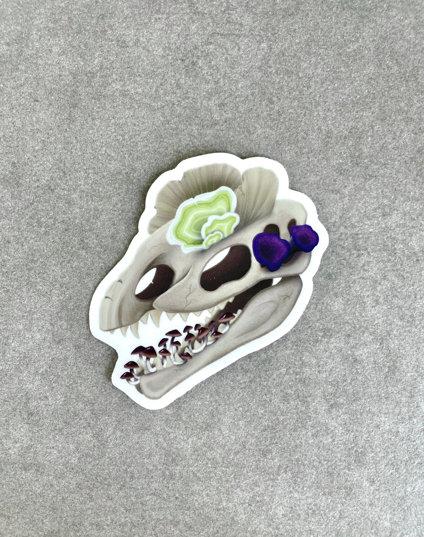 Fungal Dilophosaurus Skull - Matte Sticker