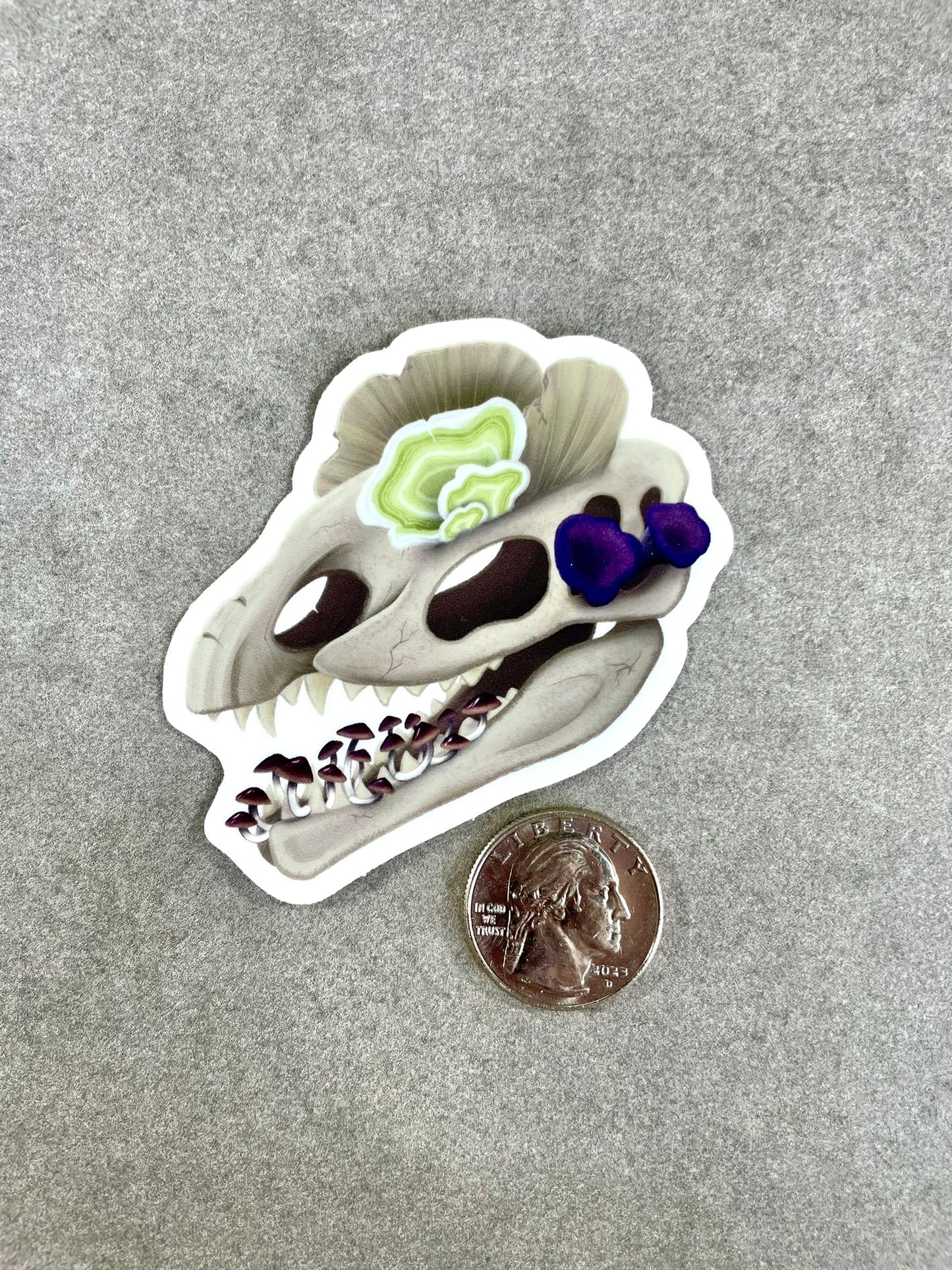 Fungal Dilophosaurus Skull - Matte Sticker