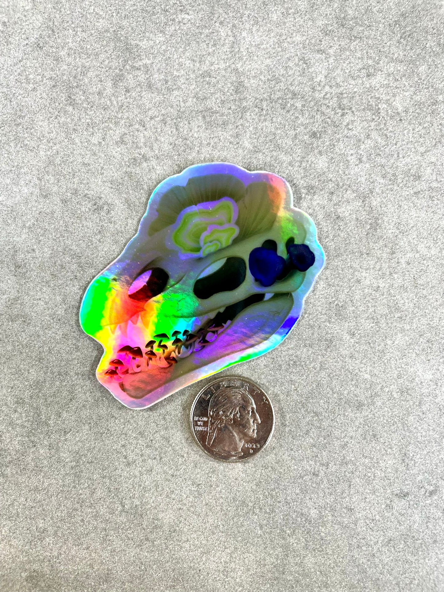 Fungal Dilophosaurus Skull - Holographic Sticker