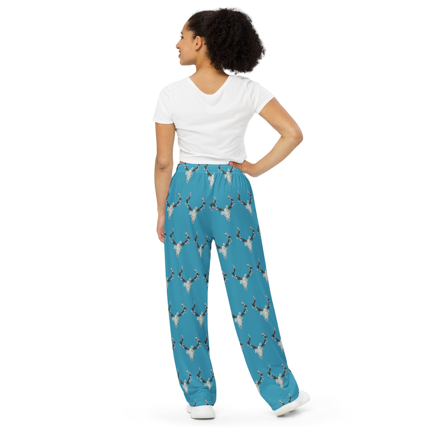 Fungal Elk Skull - All-over print unisex wide-leg pants