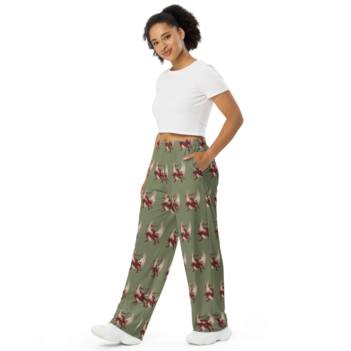 Cinnabar Mineral Dragon - All-Over Print Unisex Wide-Leg Pants