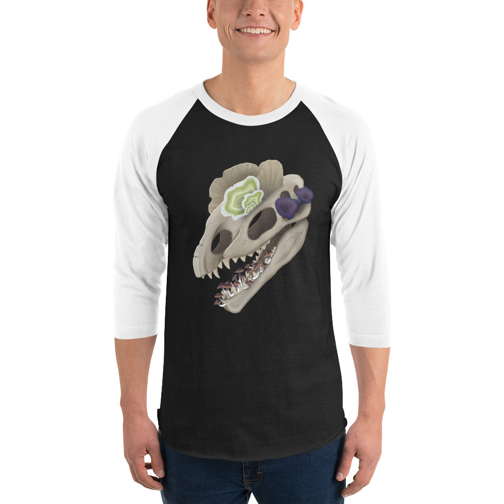 Fungal Dilophosaurus Skull - 3/4 sleeve raglan shirt
