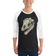 Fungal Dilophosaurus Skull - 3/4 sleeve raglan shirt