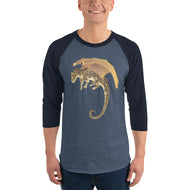 Septarian Mineral Dragon - 3/4 Sleeve Raglan Shirt