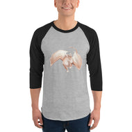 Scolecite Mineral Dragon - 3/4 Sleeve Raglan Shirt