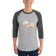 Scolecite Mineral Dragon - 3/4 Sleeve Raglan Shirt