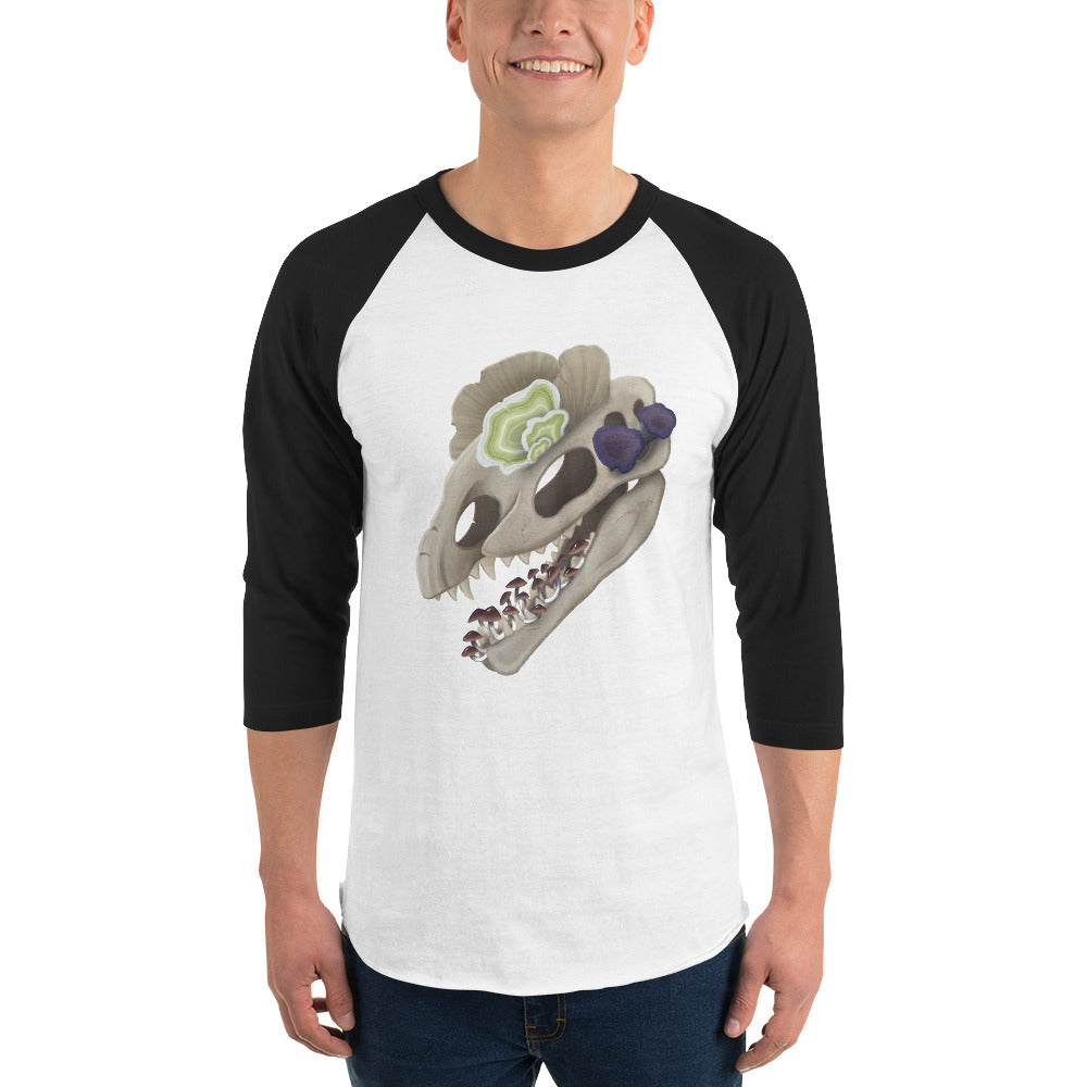 Fungal Dilophosaurus Skull - 3/4 sleeve raglan shirt