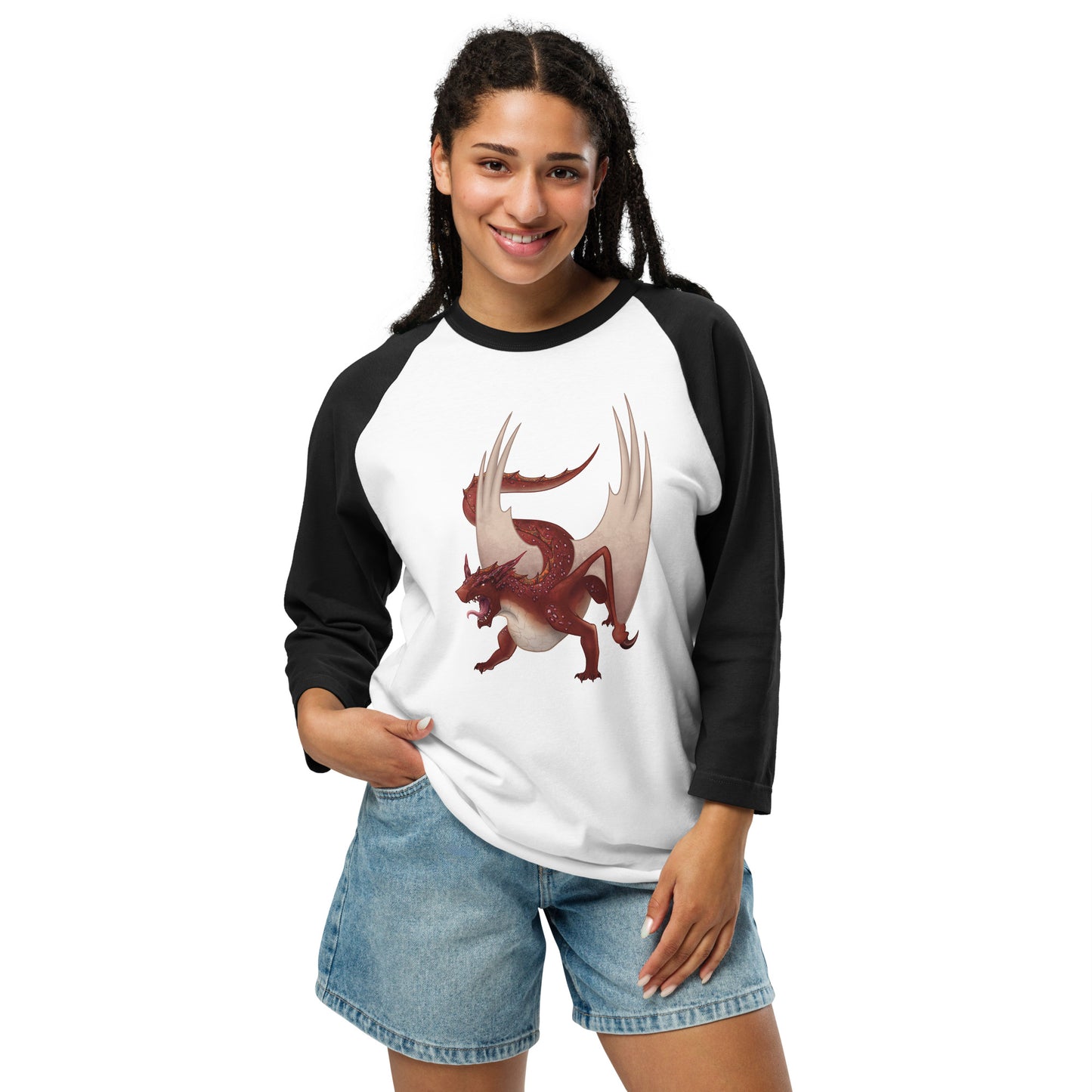 Cinnabar Mineral Dragon - 3/4 Sleeve Raglan Shirt