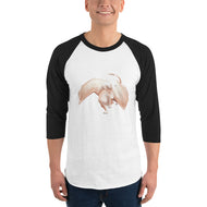 Scolecite Mineral Dragon - 3/4 Sleeve Raglan Shirt