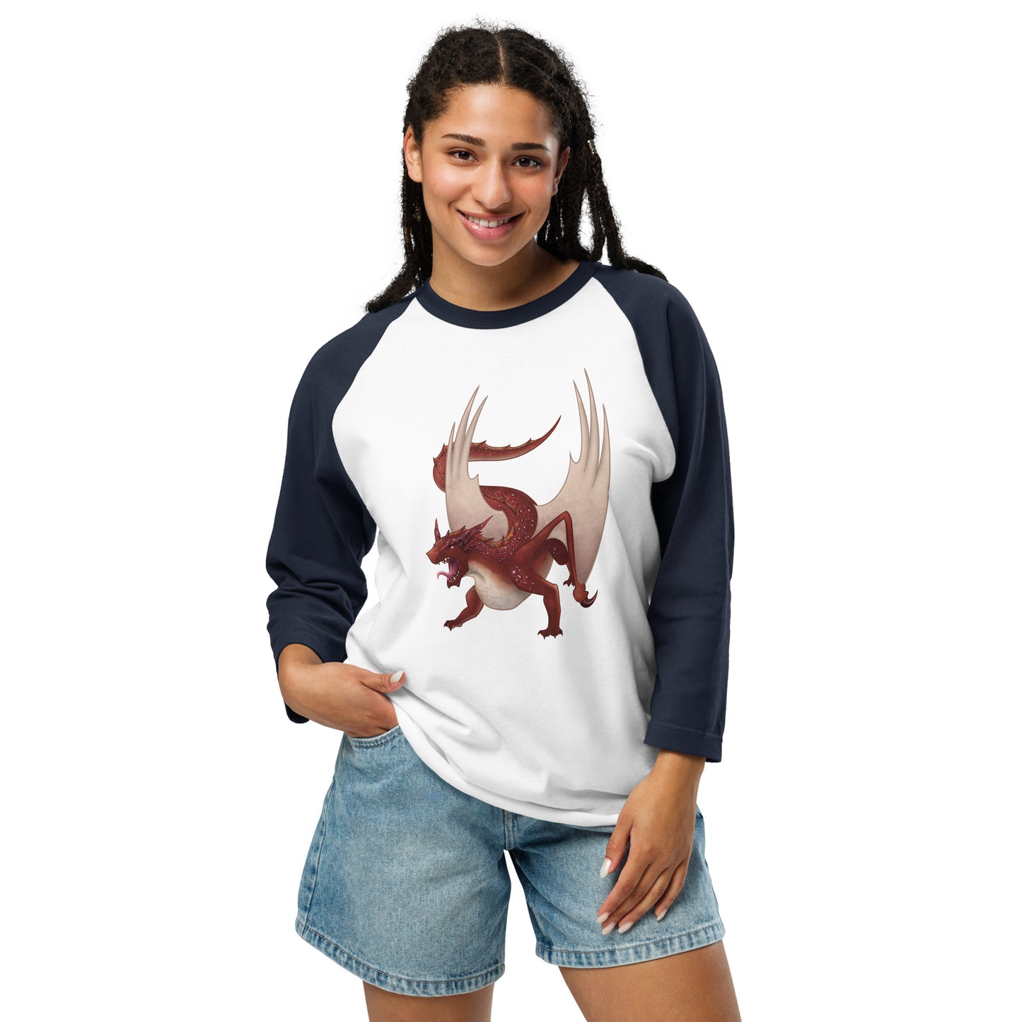 Cinnabar Mineral Dragon - 3/4 Sleeve Raglan Shirt