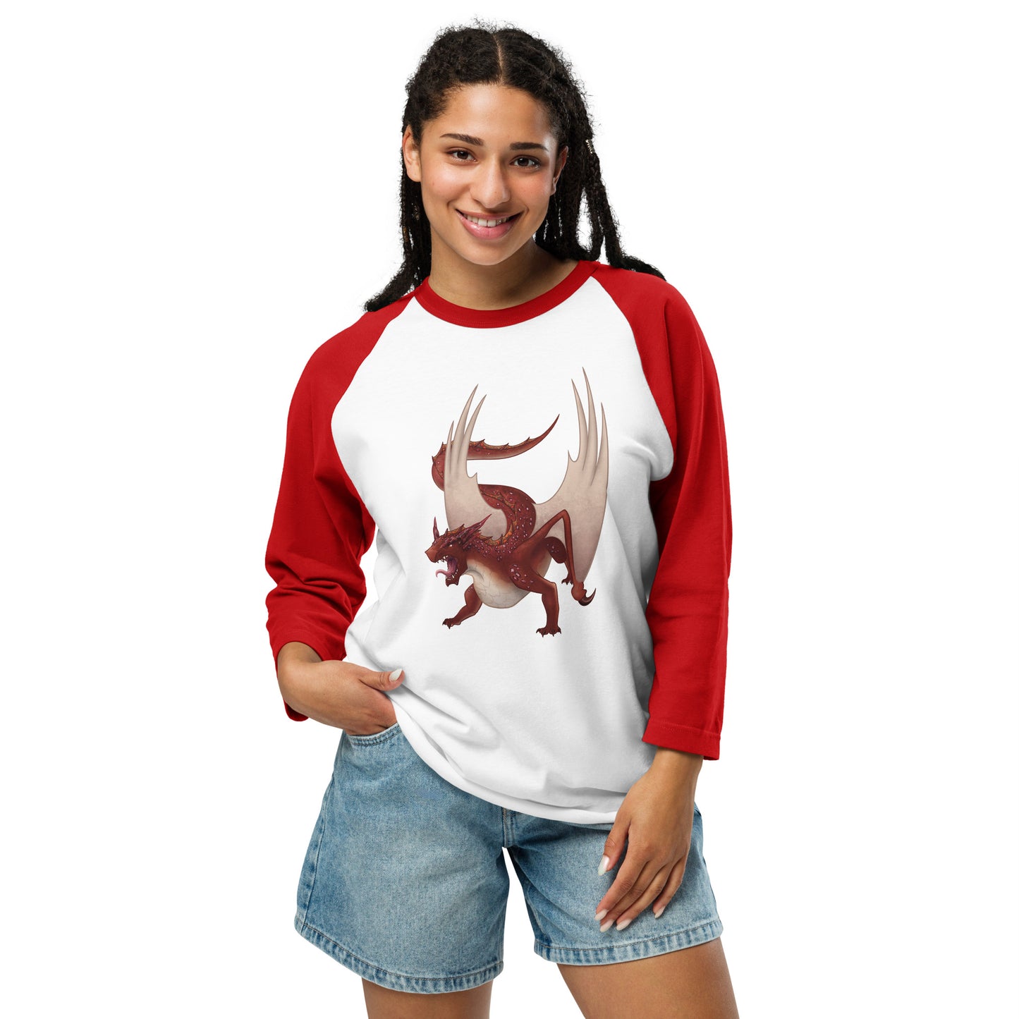 Cinnabar Mineral Dragon - 3/4 Sleeve Raglan Shirt