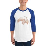 Scolecite Mineral Dragon - 3/4 Sleeve Raglan Shirt