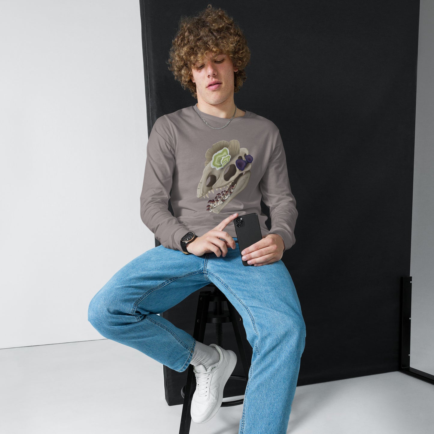 Fungal Dilophosaurus Skull - Unisex Long Sleeve Shirt