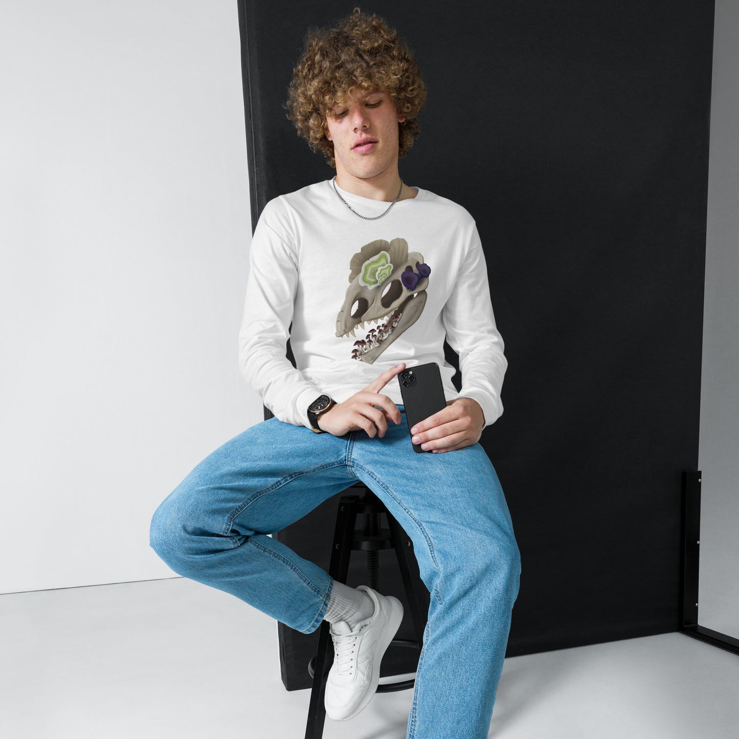 Fungal Dilophosaurus Skull - Unisex Long Sleeve Shirt