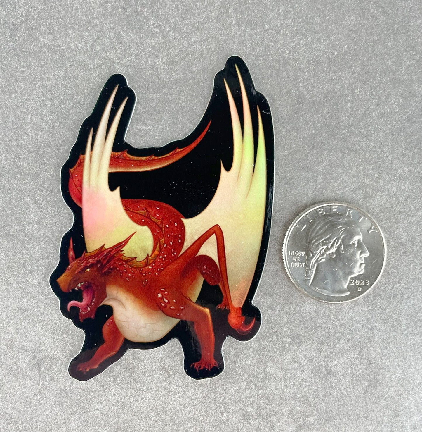 Cinnabar Mineral Dragon - Holographic Sticker