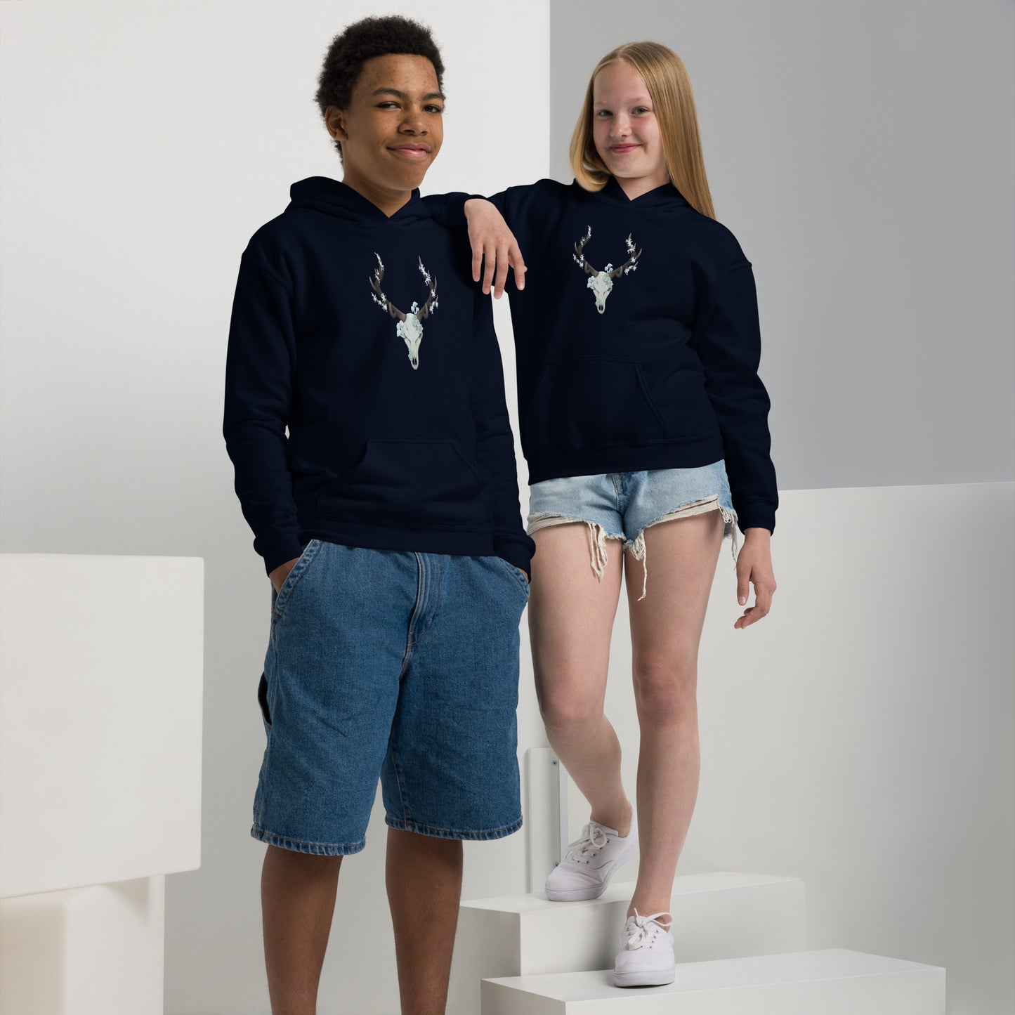 Fungal Elk Skull - Youth heavy blend hoodie