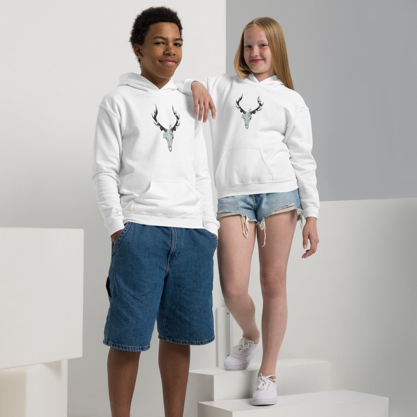 Fungal Elk Skull - Youth heavy blend hoodie