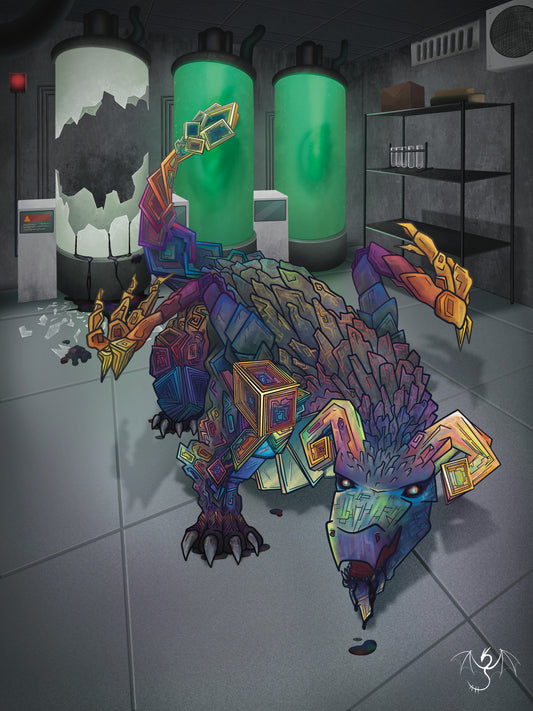 Bismuth Mineral Dragon - Art Print