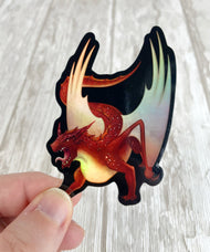 Cinnabar Mineral Dragon - Holographic Sticker