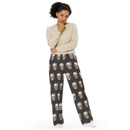 Fungal Human Skull - All-Over Print Unisex Wide-Leg Pants