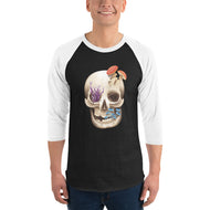 Fungal Human Skull - 3/4 Sleeve Raglan Shirt