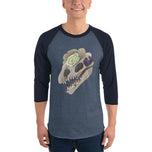 Fungal Dilophosaurus Skull - 3/4 sleeve raglan shirt