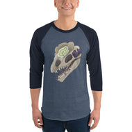 Fungal Dilophosaurus Skull - 3/4 sleeve raglan shirt
