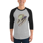 Fungal Dilophosaurus Skull - 3/4 sleeve raglan shirt