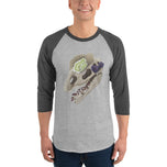 Fungal Dilophosaurus Skull - 3/4 sleeve raglan shirt