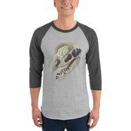 Fungal Dilophosaurus Skull - 3/4 sleeve raglan shirt