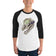 Fungal Dilophosaurus Skull - 3/4 sleeve raglan shirt