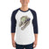 Fungal Dilophosaurus Skull - 3/4 sleeve raglan shirt