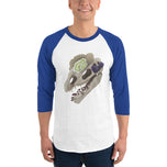 Fungal Dilophosaurus Skull - 3/4 sleeve raglan shirt