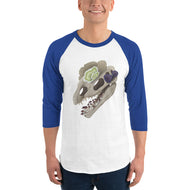Fungal Dilophosaurus Skull - 3/4 sleeve raglan shirt