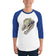 Fungal Dilophosaurus Skull - 3/4 sleeve raglan shirt